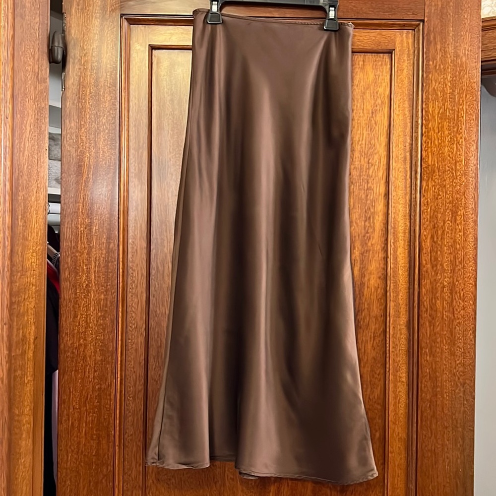 reformation brown skirt